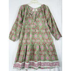 SZ BlockPrints Dress Large Pink Green Block Prints Women Boho Tuckernuck